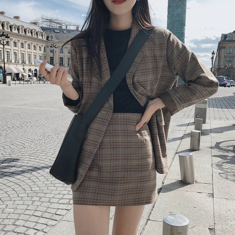 Korea Tenue Kpop Fille Korean Outfit Skirt And Blazer KoreanxWear