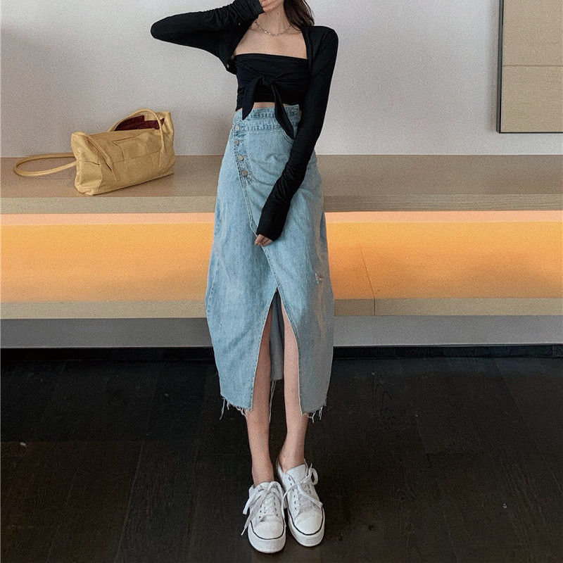 Jupe longue en jeans - KoreanxWear