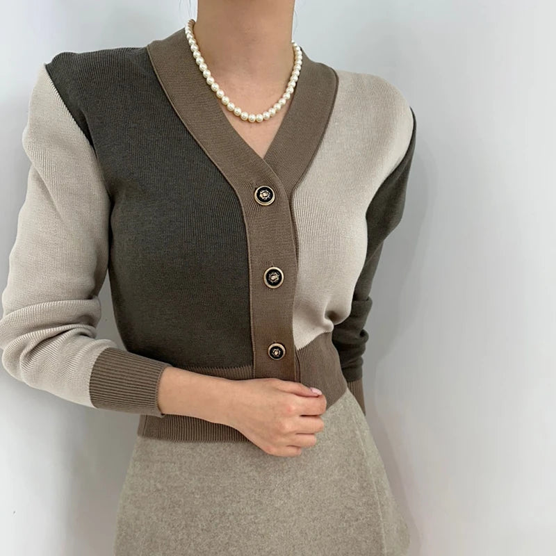 Elegante koreanische Strickjacke für Damen