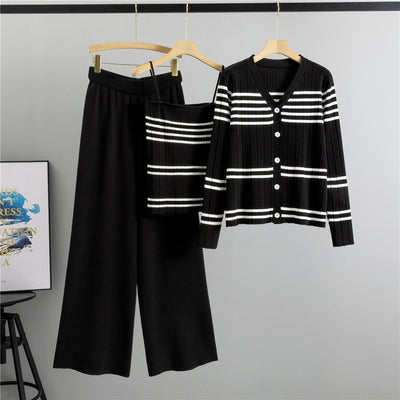 Korean Striped Knitted Set for Women