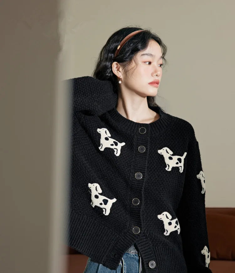 Korean Black Knitted Cardigan