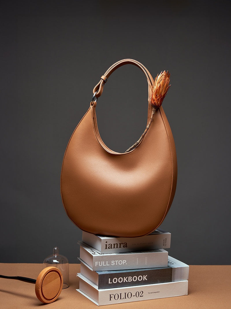 Korean Leather Croissant Shoulder Bag