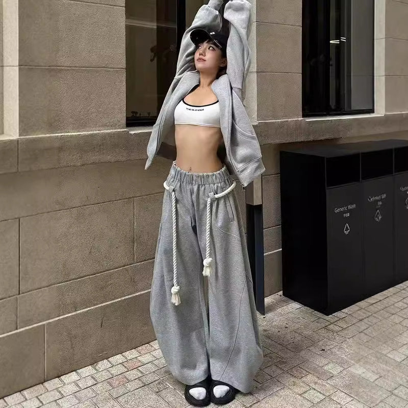 Korean High Waist Wide Leg Pants