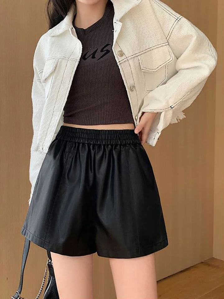 Korean Faux Leather Shorts | Koreanxwear – KoreanxWear