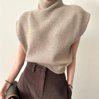 Korean Stand Collar Sleeveless Sweater