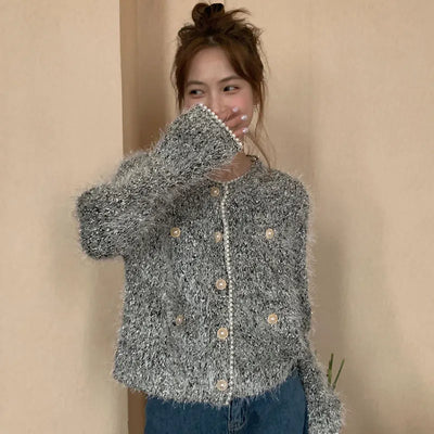 Korean Pearl Cardigan Women