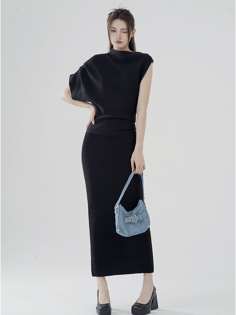 Korean Style Black Long Dress