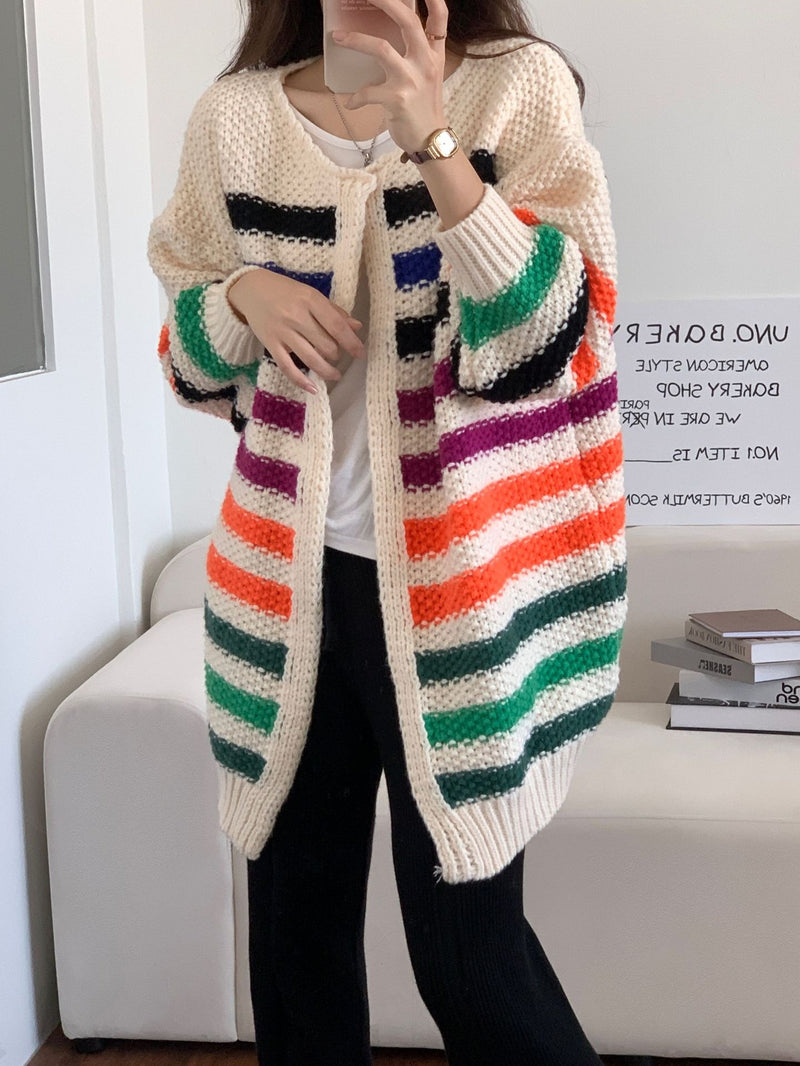 Korean Colorful Knitted Cardigan