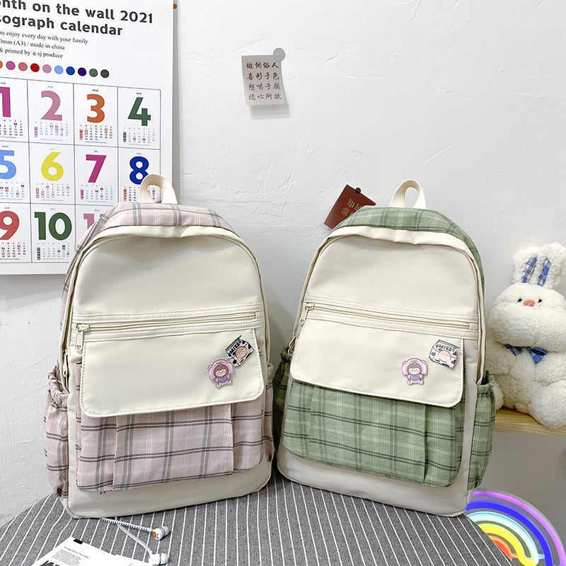 Korean Plaid School Backpack