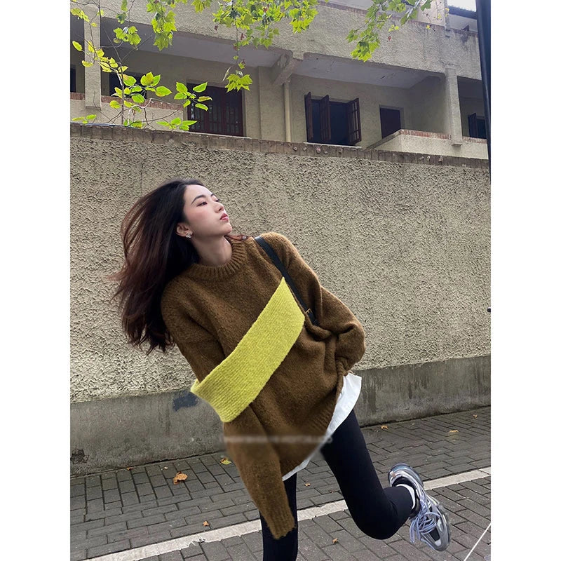 Korean Asymmetrical Patchwork Sweater