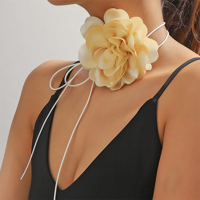 Korean Satin Flower Necklace