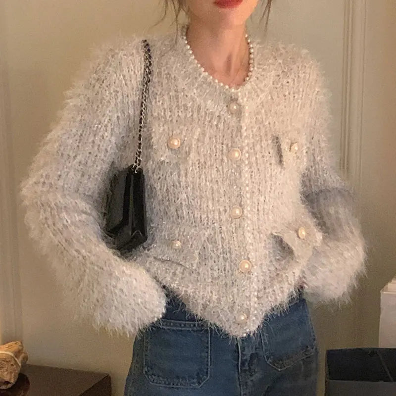 Korean Pearl Cardigan Women