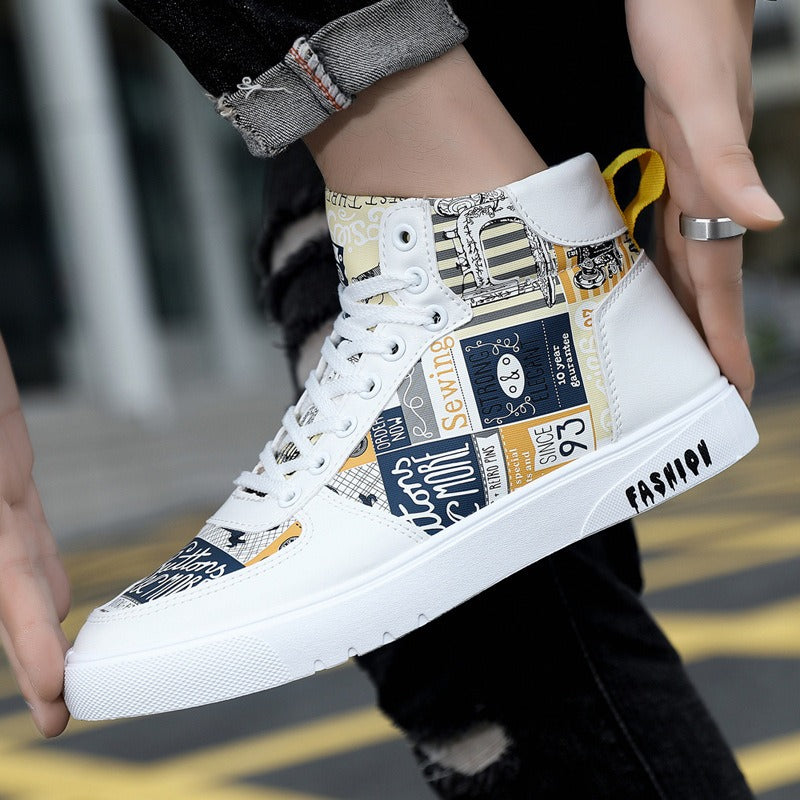 Korean Graffiti High Top Shoes for Men