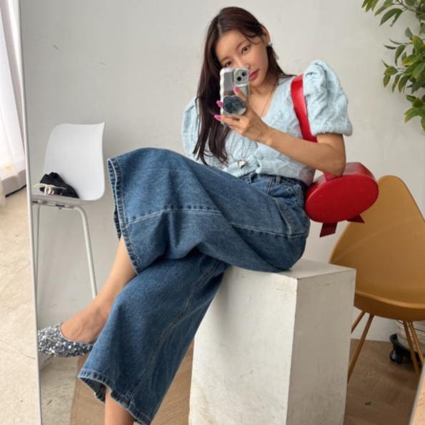 Korean Denim Wide Leg Pants