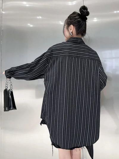 Korean Striped Black Shirt