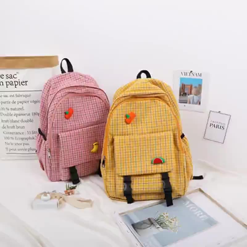 Korean Plaid Backpack