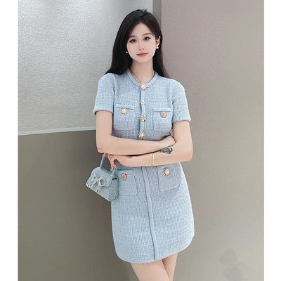 Korean Haze Blue Knitted Dress