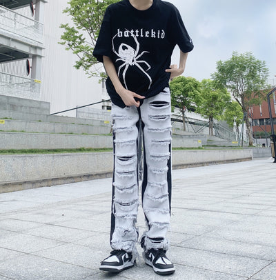 Korean Men's Straight Tassel Jeans