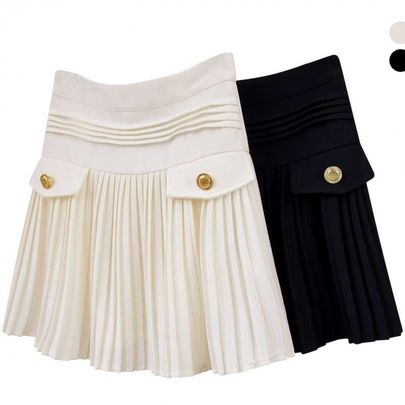 Korean High Waist Pleated Skirt