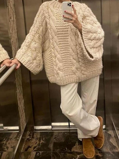 Korean Flared Sleeve Knitted Sweater