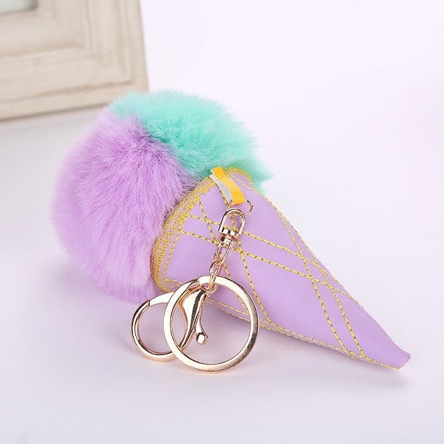 Korean Faux Fur Glazed Keychain