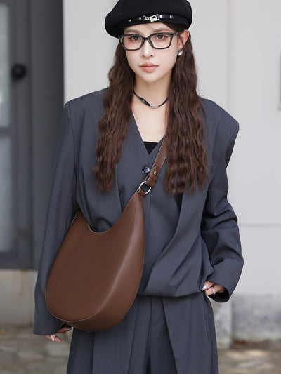 Korean Leather Croissant Shoulder Bag