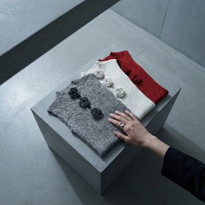 Gilet femme coréen en maille avec fleurs 3D - Koreanxwear