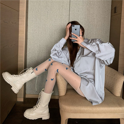 Korean Blue Butterfly Socks