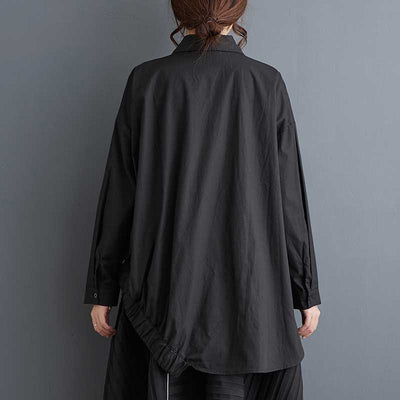 Korean Black Asymmetrical Shirt