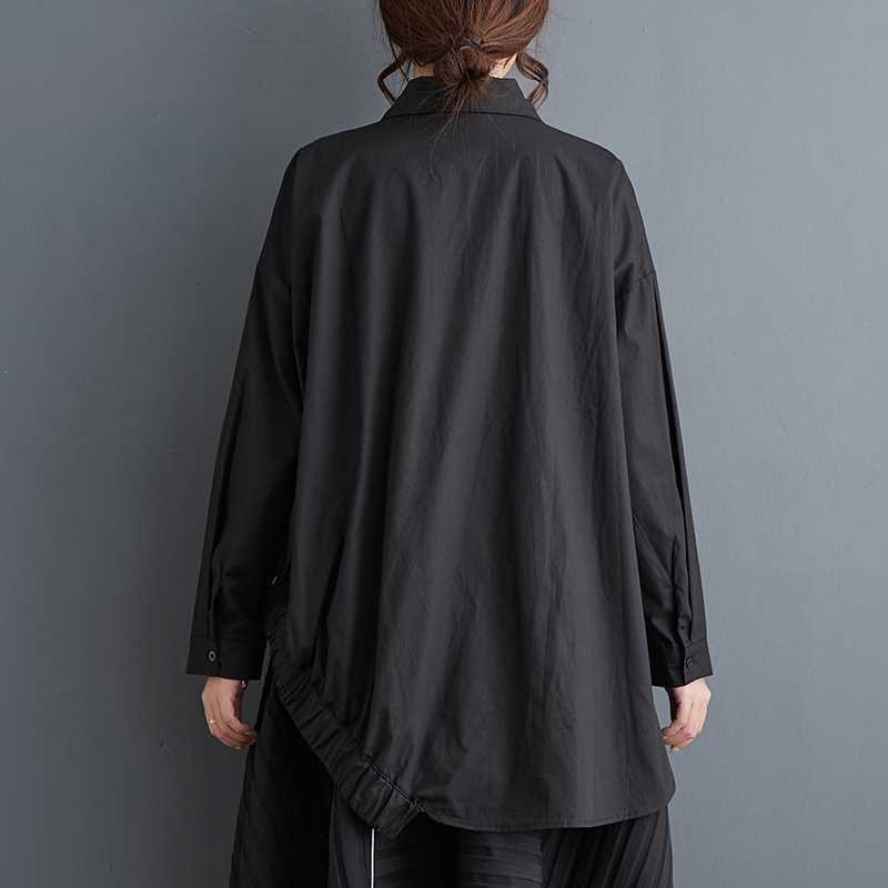 Korean Black Asymmetrical Shirt