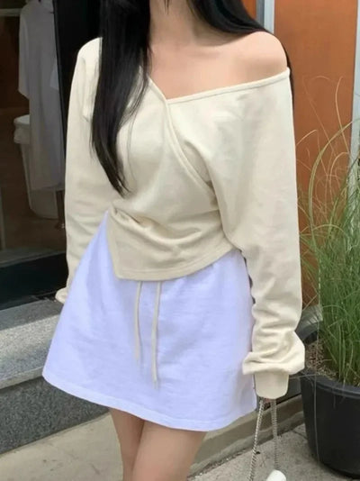 Korean Off Shoulder Hoodie