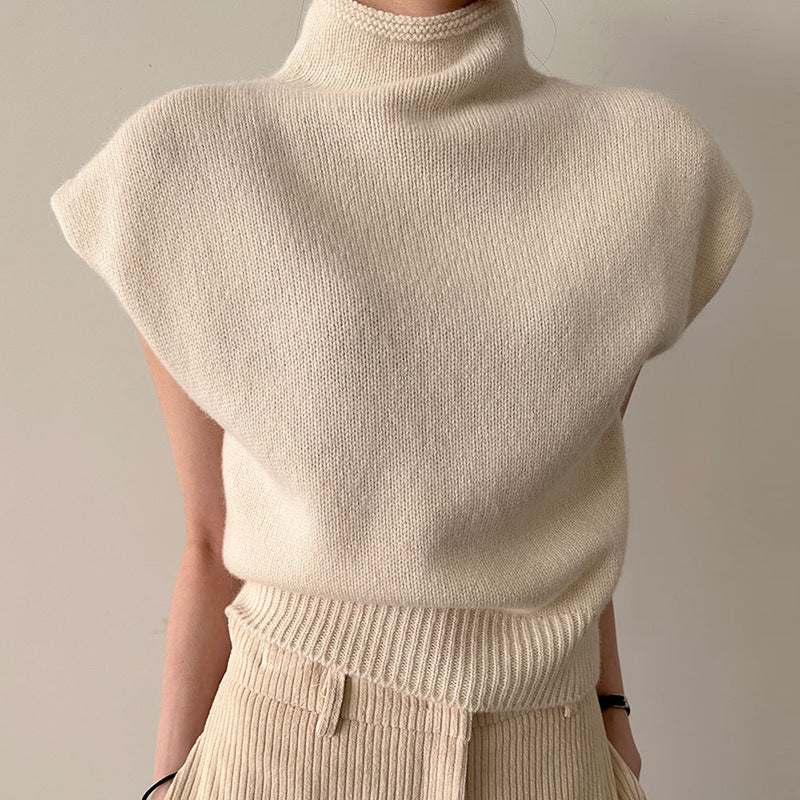 Korean Stand Collar Sleeveless Sweater