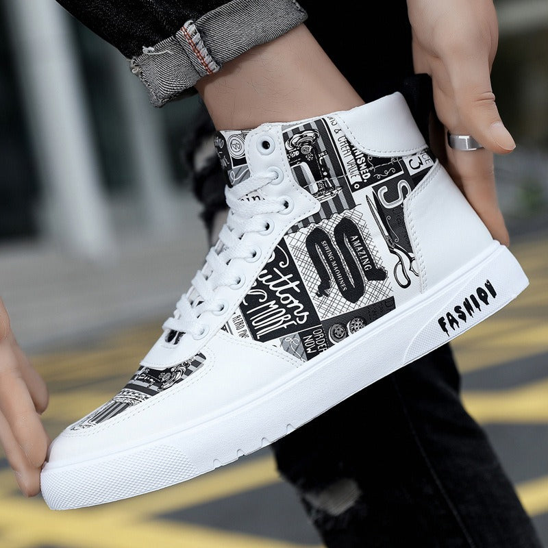 Korean Graffiti High Top Shoes for Men