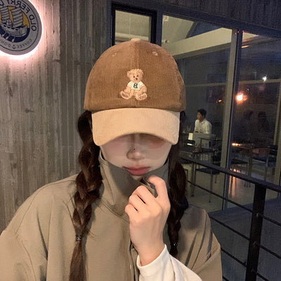 Korean Bear Embroidered Cap