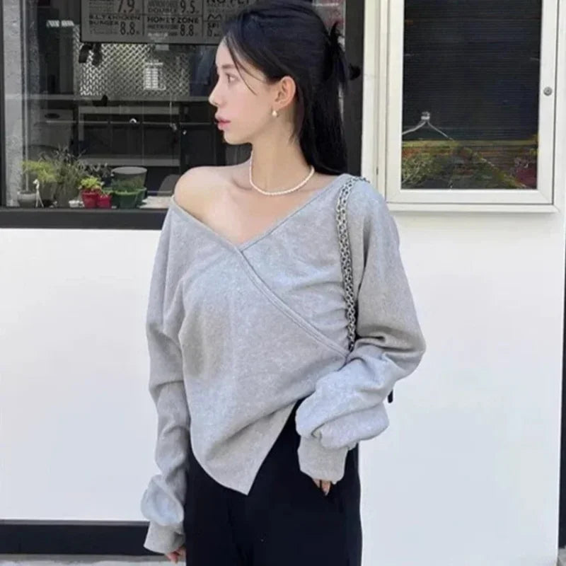 Korean Off Shoulder Hoodie