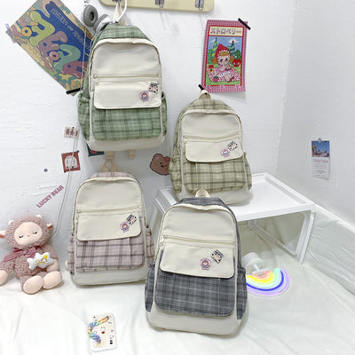 Korean Plaid School Backpack