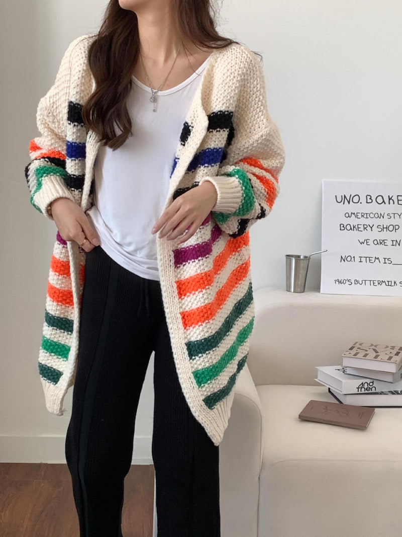 Korean Colorful Knitted Cardigan