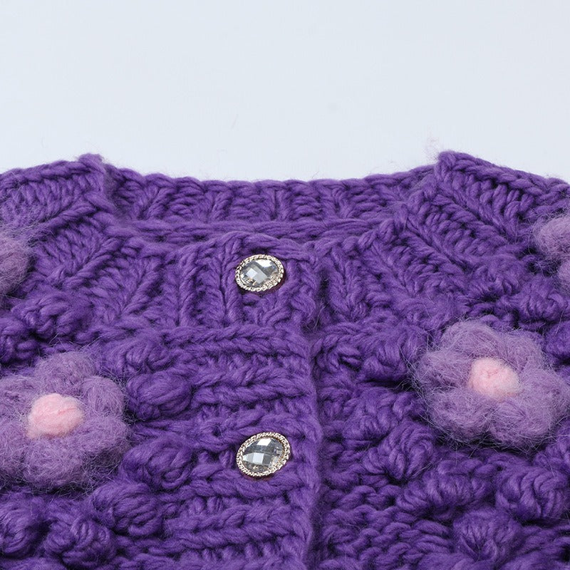 Cardigan Fleur Brodé Coréen