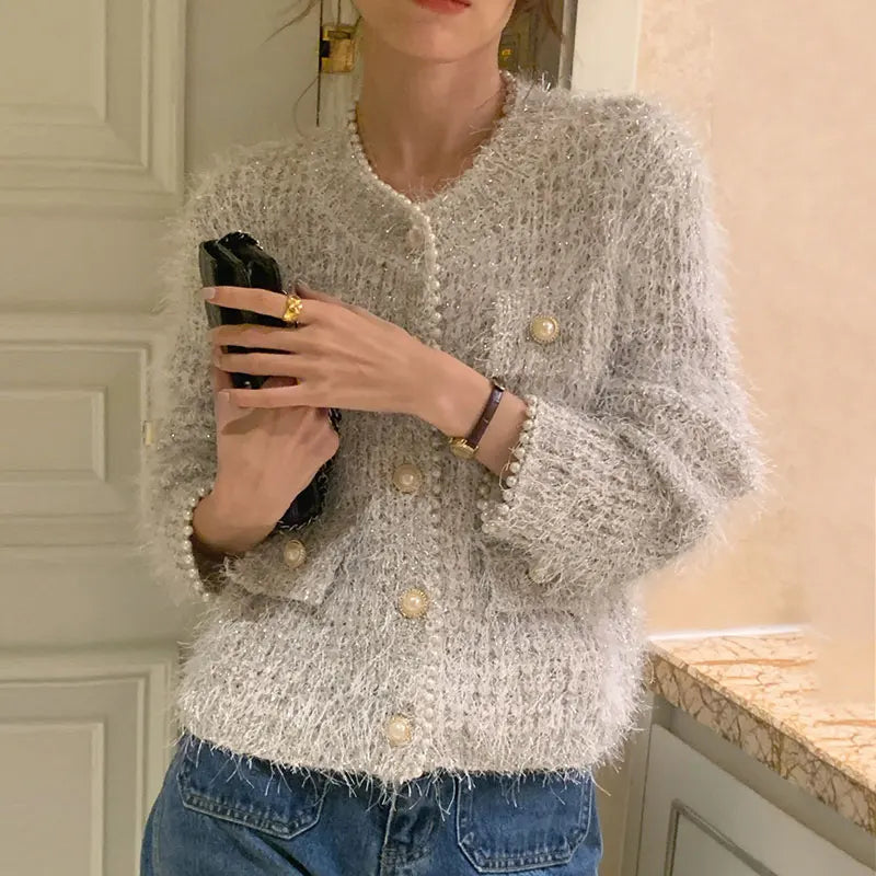 Korean Pearl Cardigan Women