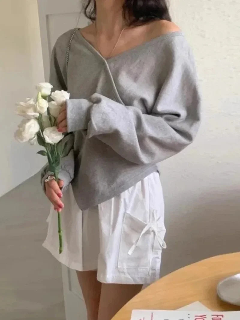 Korean Off Shoulder Hoodie