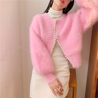 Korean Fur Beaded Cardigan