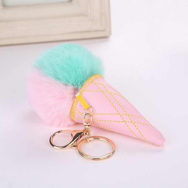 Korean Faux Fur Glazed Keychain