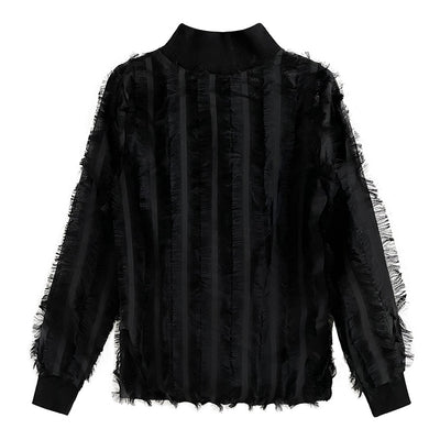 Korean Fringed Patchwork T-shirt