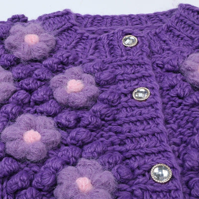 Cardigan Fleur Brodé Coréen