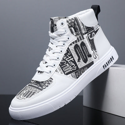 Korean Graffiti High Top Shoes for Men