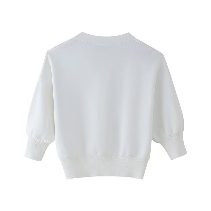 Pull tricoté col en V couleur lavande - Retro, Indie and Unique Fashion Pull tricoté col en V couleur lavande - Retro, Indie and Unique Fashion