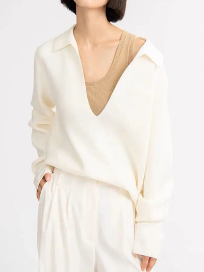 Korean Women's Loose Fit Polo Neck Sweater