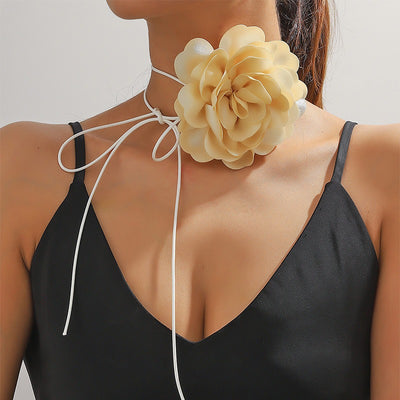 Korean Satin Flower Necklace