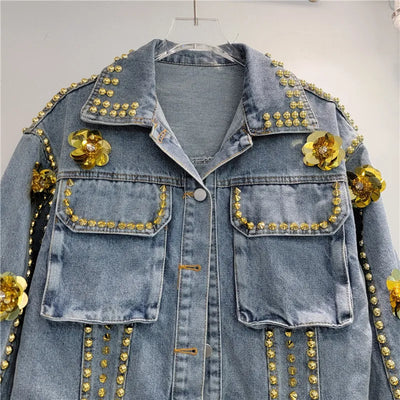 Korean Floral Denim Jacket