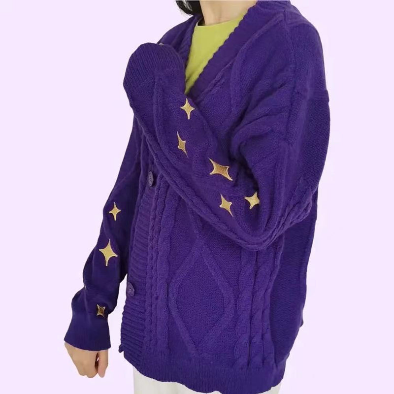 Koreanische bestickte Strickjacke